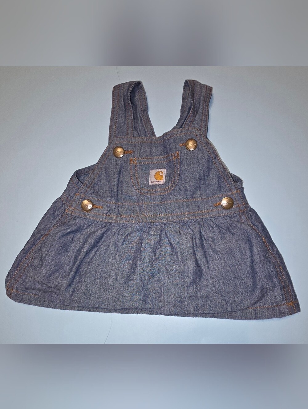 Carhartt Girls' Denim Overall Dress - Blue 3 months